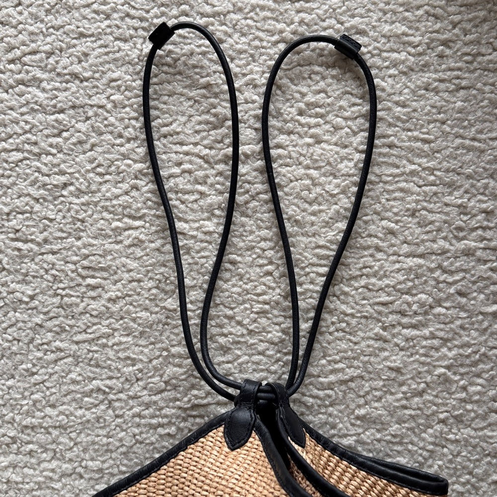 KHAITE Mini Lotus Woven Raffia Leather Top Handle Bag Purse - Picture 8 of 8